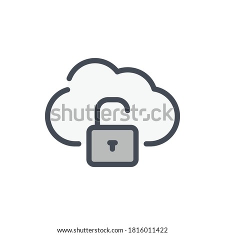 Cloud Service Access color line icon. Open Lock with cloud vector outline colorful sign.