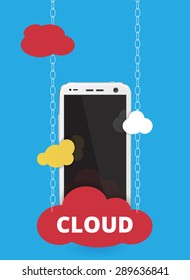  cloud service with cell phone and cloud symbol vector graphic