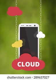  cloud service with cell phone and cloud symbol vector graphic