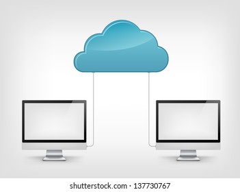 Concepto de servicio en la nube aislado en fondo degradado gris. Ilustración vectorial EPS 10.