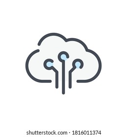 Cloud service connection color line icon. Connect to cloud server vector outline colorful sign.