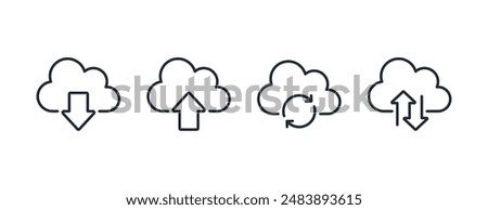 Cloud service digital platform editable stroke outline icon isolated on white background flat vector illustration. Pixel perfect. 64 x 64