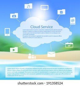 Cloud service flat icons pack vector illustration