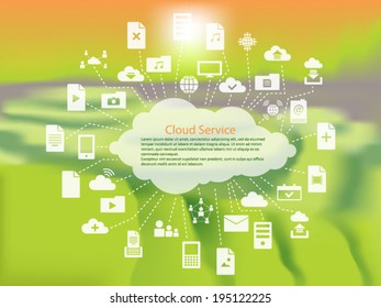 Cloud service flat icons pack vector illustration