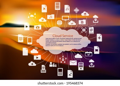 Cloud service flat icons pack vector illustration