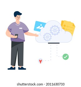 Cloud service flat illustration design vector 