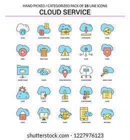 Cloud Service Flat Line Icon Set - Business Concept Icons Design