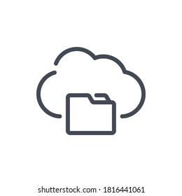 Cloud Service Folder line icon. File management of Cloud Server vector outline sign.