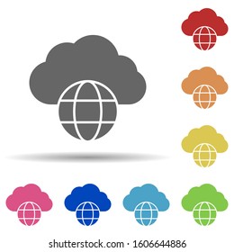 Cloud service, global, world in multi color style icon. Simple glyph, flat vector of business icons for ui and ux, website or mobile application