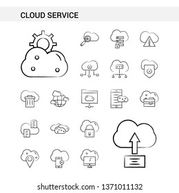 Cloud Service hand drawn Icon set style, isolated on white background. - Vector