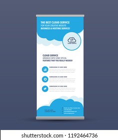 Cloud Service, Hosting Business, Internet Digital Services, Online storage system, FTP storage , corporate business roll up banner, poster, Seminar and conference meeting Standing banner design