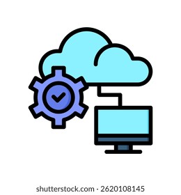 Cloud Service Icon Lineal Color Vector Illustration