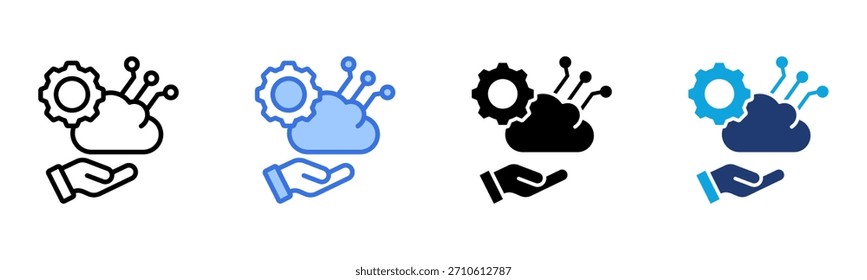 Cloud Service Symbol Multi Style Vektorgrafik