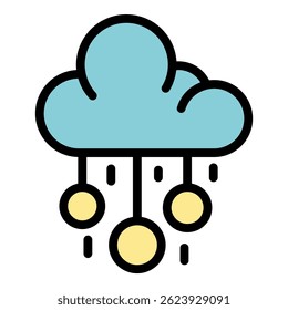 Cloud service icon. Outline cloud service vector icon color flat isolated