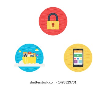 Cloud service icon pack, cloud media: flat icons.