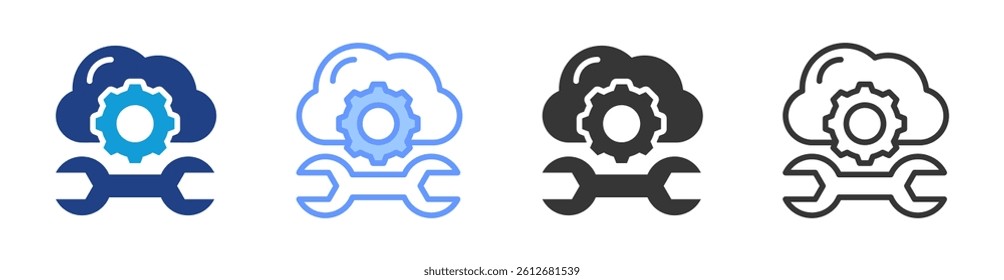 Cloud service icon set multiple style collection