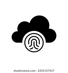 Cloud service icon vector illustration. Cloud fingerprint on isolated background. Identity security sign concept.