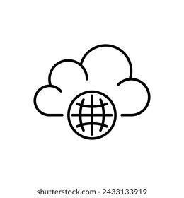 Ilustración vectorial de icono de servicio en la nube. Nube con globo en fondo aislado. Concepto de señal de conexión de red en la nube.
