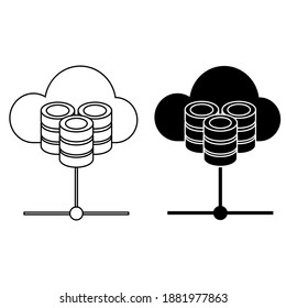 Cloud service icon vector set. data center illustration sign collection. online storage symbol.