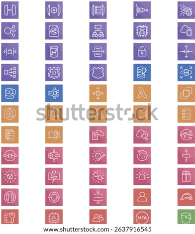 Cloud Service Icons Set Inspired by Popular Infrastructure Platform