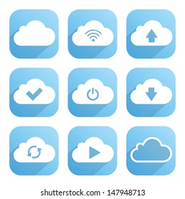 Cloud service icons set  with shadow on white background. Vector illustration for your business.