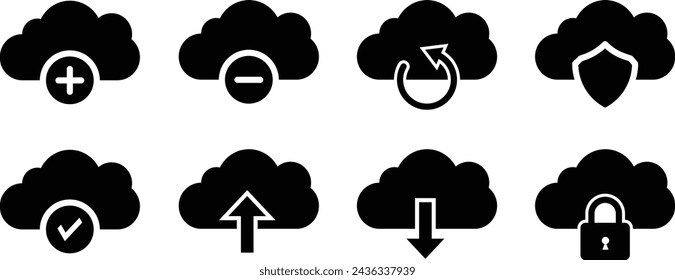 Cloud service icons set. Vector Illustration.