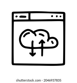 cloud service line vector doodle simple icon