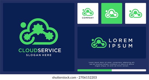 Cloud service logo design with gear