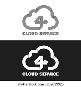 Cloud service logo from paper with curls and shadows. Vector