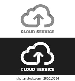 Cloud service logo from paper with curls and shadows. Vector