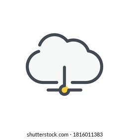 Cloud service network connection color line icon.Cloud hosting vector outline colorful sign.