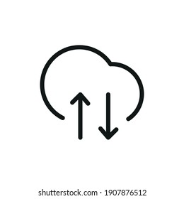 Cloud Service And Network Related Line Icon. Database And Online Storage Vector Illustration