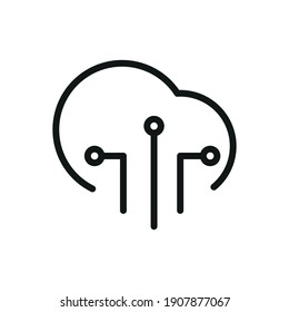 Cloud Service E Icono De Línea Relacionado Con La Red. Ilustración De Vectores De Almacenamiento De Información En Línea Y Base De Datos
