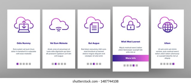 Cloud Service Onboarding Mobile App Page Screen Vector Illustrations