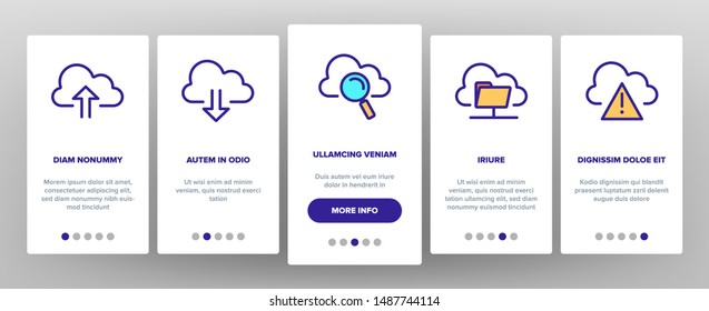 Cloud Service Onboarding Mobile App Page Screen Vector Illustrations