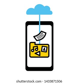 Cloud service operation. Smartphone work. Infographic. Illustration. Vector.