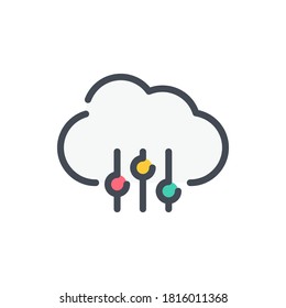Cloud service preferences and settings color line icon. Options of cloud computing vector outline colorful sign.