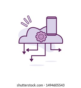 Cloud Service Purple Vector with White Background