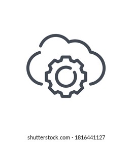 Cloud service settings line icon. Gear with cloud vector outline sign.
