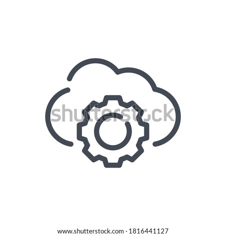 Cloud service settings line icon. Gear with cloud vector outline sign.