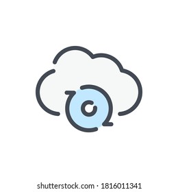 Cloud Service Synchronization Color Line Icon. Sync Of Cloud Server Vector Outline Colorful Sign.