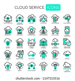 Cloud Service , Thin Line and Pixel Perfect Icons