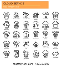 Cloud Service , Thin Line and Pixel Perfect Icons