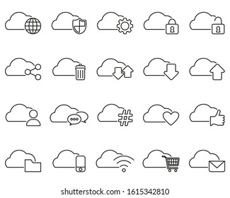 Cloud Service Thin Line Set Big