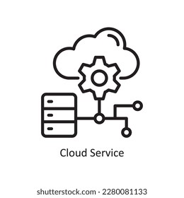 Ilustración de diseño de iconos de contorno del vector de servicio de nube. Símbolo de datos sobre el archivo EPS 10 de fondo blanco