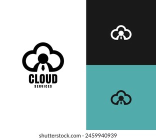 SERVICIOS EN LA NUBE BLANCO Y NEGRO, LOGOTIPO MODERNO SIMPLE