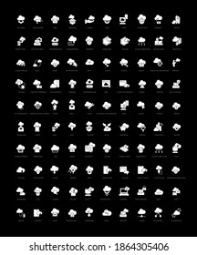 Cloud Services. Collection of perfectly simple monochrome icons for web design, app, and the most modern projects. Universal pack of classical signs for category Technology.