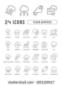 Cloud Services. Collection of perfectly thin icons for web design, app, and the most modern projects. The kit of signs for category Technology.