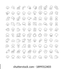 Cloud Services. Collection of perfectly thin icons for web design, app, and the most modern projects. The kit of signs for category Technology.