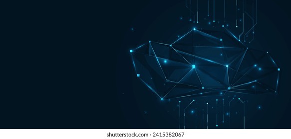 Cloud services computing background and High-speed connection data analysis. Technology network for connected devices.cloud computing. big data center, on dark blue background.